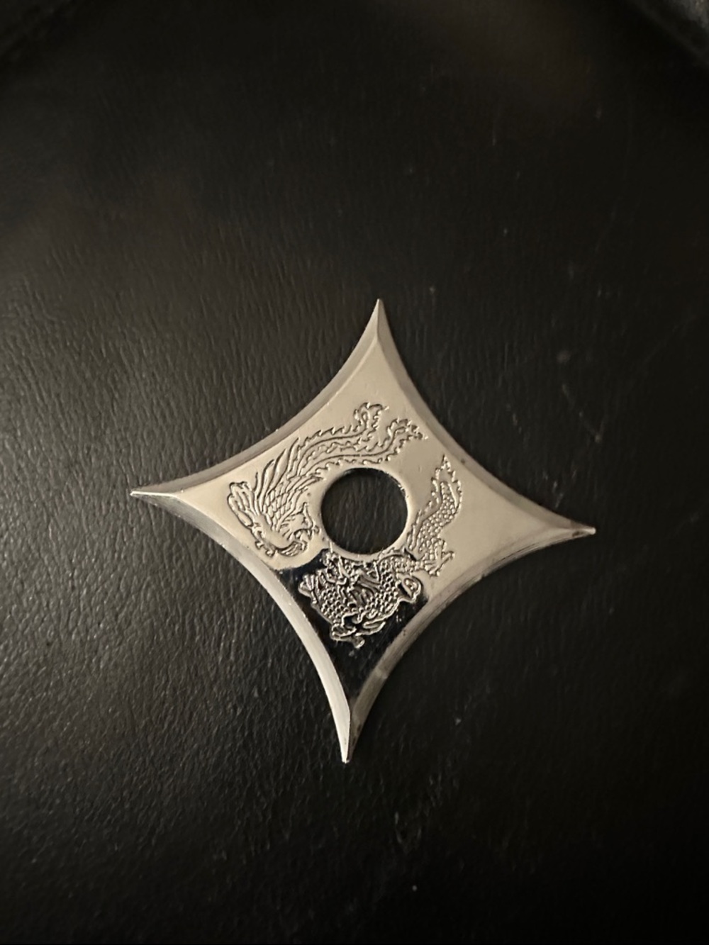 Decorative Silver Dragon Shuriken Accent
